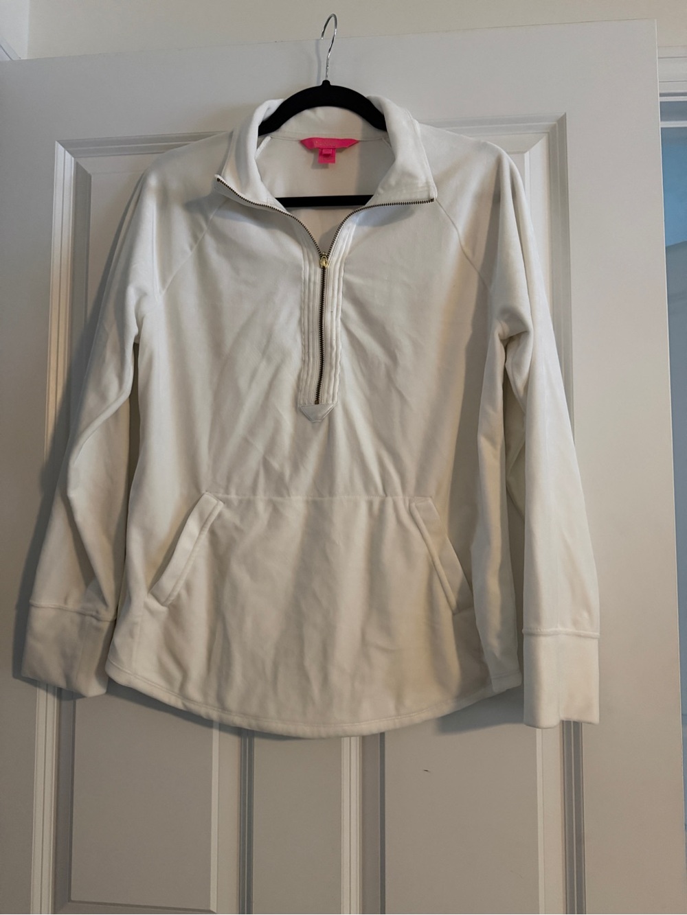 Lilly Pulitzer Ivory/off-white Half-Zip velour popover